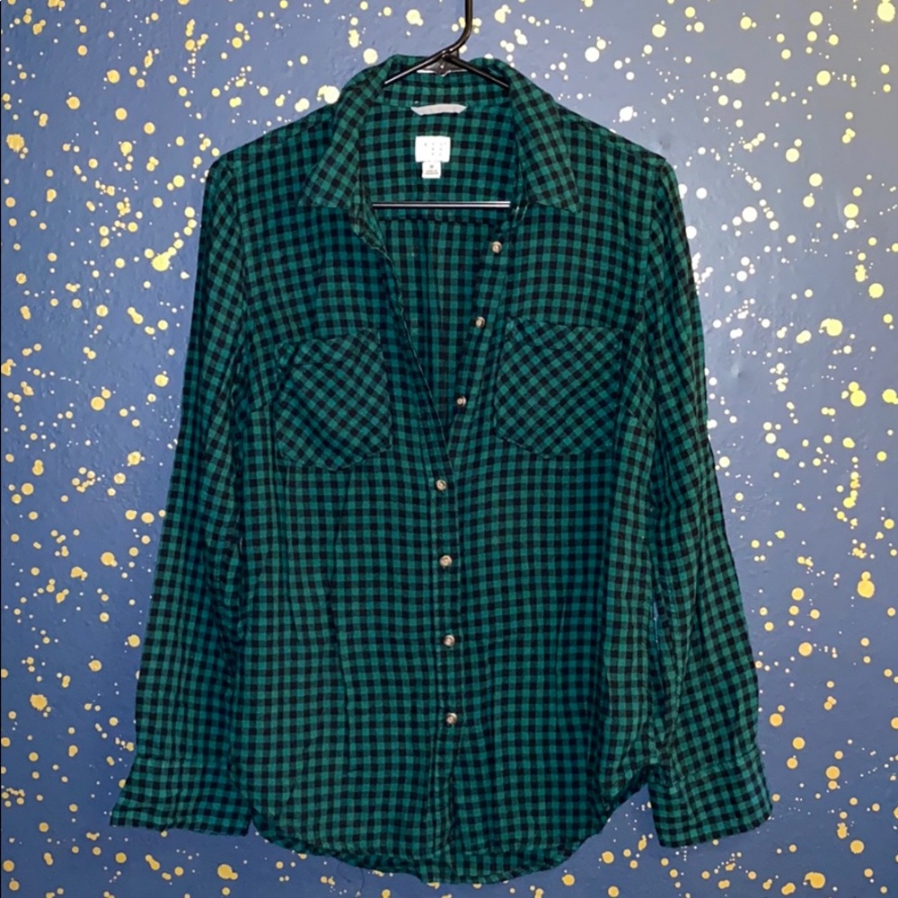 Gingham green and black flannel